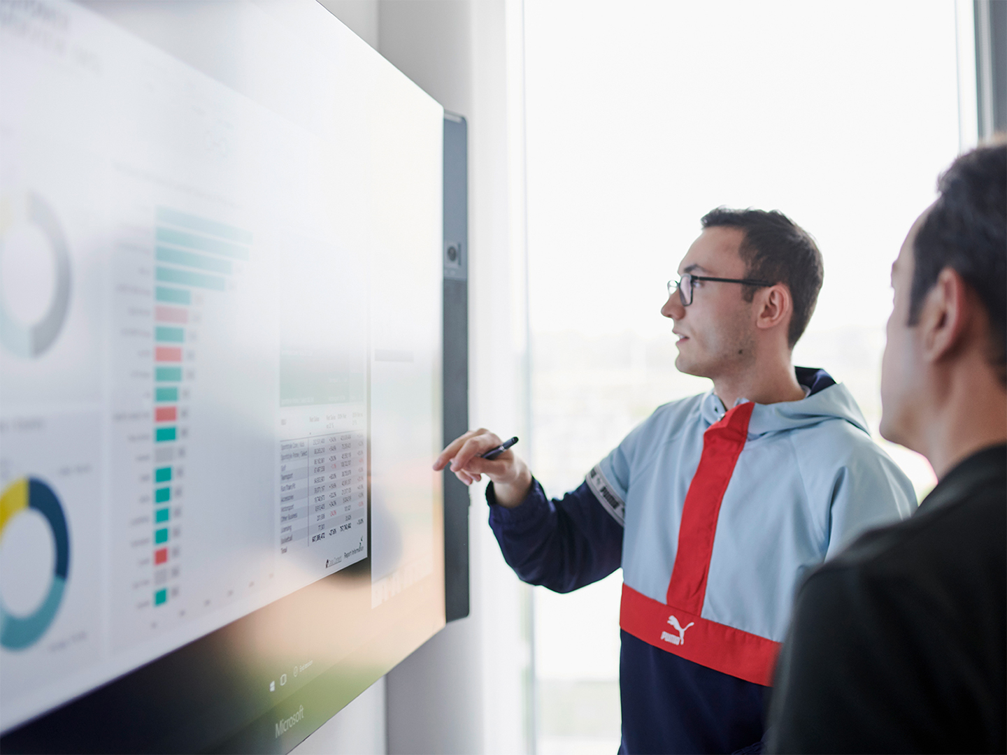 PUMA employees with a screen